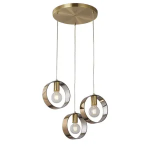 Galaxy Glass & Metal Cluster Pendant Light, 3 Light, Gold by Vencha Lighting, a Pendant Lighting for sale on Style Sourcebook