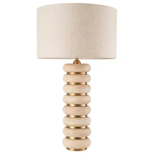 Wisteria Travertine & Iron Base Table Lamp by Emac & Lawton, a Table & Bedside Lamps for sale on Style Sourcebook