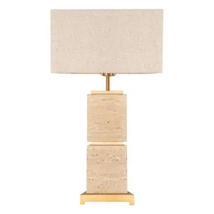 Ashley Travertine & Iron Base Table Lamp by Emac & Lawton, a Table & Bedside Lamps for sale on Style Sourcebook