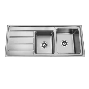 Marki 1 & 3/4 RHB Sink 1TH 1160x500 Stainless Steel by Beaumont Tiles, a Kitchen Sinks for sale on Style Sourcebook