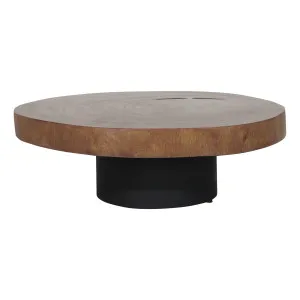 Roti Round Coffee Table 80cm in Suar Brown / Black Metal by OzDesignFurniture, a Coffee Table for sale on Style Sourcebook