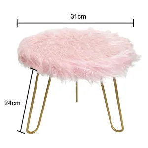 Orrin Faux Fur Footstool, Pink by Want GiftWare, a Stools for sale on Style Sourcebook