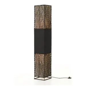 Heliolux Paper Rope & Linen Floor Lamp, Black by Lexi Lighting, a Floor Lamps for sale on Style Sourcebook