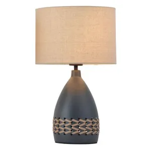 Piper Iron & Leather Base Table Lamp, Grey by Lexi Lighting, a Table & Bedside Lamps for sale on Style Sourcebook