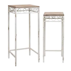Sandend Wood & Iron 2 Piece Square Side Table / Plant Stand Set by Want GiftWare, a Side Table for sale on Style Sourcebook