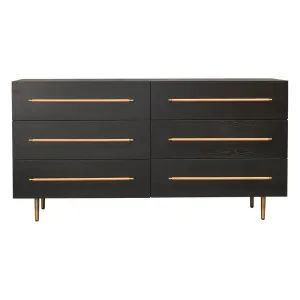 Caroline 6-Drawer Oak Chest - Black by CAFE Lighting & Living, a Cabinets, Chests for sale on Style Sourcebook