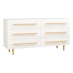 Caroline 6-Drawer Oak Chest - White by CAFE Lighting & Living, a Cabinets, Chests for sale on Style Sourcebook