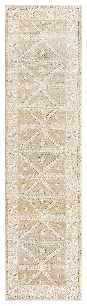 Moema Beige And Grey Transitional Tribal Runner Rug by Miss Amara, a Persian Rugs for sale on Style Sourcebook