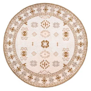 Mimi Peach and Beige Tribal Round Rug by Miss Amara, a Persian Rugs for sale on Style Sourcebook