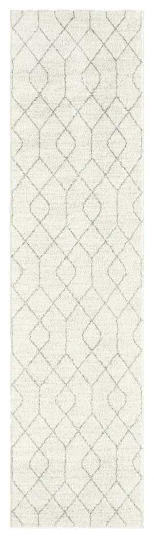 Neda Grey and Ivory Diamond Pattern Runner Rug by Miss Amara, a Contemporary Rugs for sale on Style Sourcebook