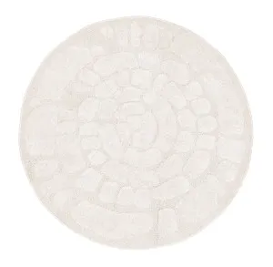 Nadja Ivory Cream Abstract Textured Round Rug by Miss Amara, a Other Rugs for sale on Style Sourcebook