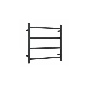 Matt Black Round Ladder Heated Towel Rail Range - 5 sizes available Hard Wired W600mm x H800mm by Luxe Mirrors, a Towel Rails for sale on Style Sourcebook