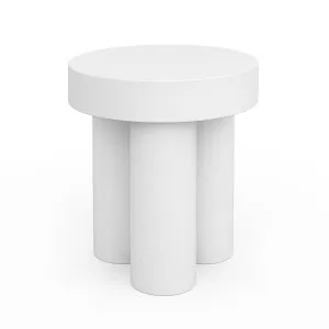 Colum 50cm Round Concrete Side Table, White by L3 Home, a Side Table for sale on Style Sourcebook