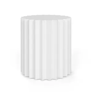 Kaei Round Fluted Side Table, White by L3 Home, a Side Table for sale on Style Sourcebook