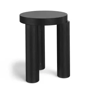 Nomad Round Solid Oak Table Stool, Black by L3 Home, a Side Table for sale on Style Sourcebook