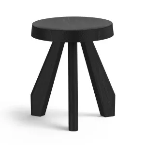 Bel Round Solid Oak Table Stool, Black by L3 Home, a Side Table for sale on Style Sourcebook