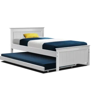 Artiss Elvis Kids Daybed with Trundle - Space-Saving King Single in White by Kid Topia, a Kids Beds & Bunks for sale on Style Sourcebook