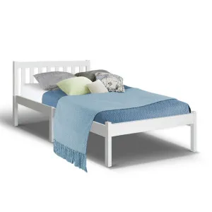 Artiss Bed Frame Single Size Wooden White SOFIE by Kid Topia, a Kids Beds & Bunks for sale on Style Sourcebook
