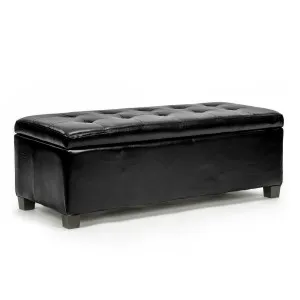La Bella 102cm Black Storage Ottoman Stool Leather by Kid Topia, a Kids Storage & Toy Boxes for sale on Style Sourcebook