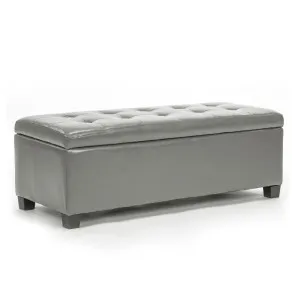 La Bella 102cm Grey Storage Ottoman Stool Leather by Kid Topia, a Kids Storage & Toy Boxes for sale on Style Sourcebook