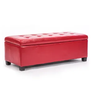La Bella 102cm Red Storage Ottoman Stool Leather by Kid Topia, a Kids Storage & Toy Boxes for sale on Style Sourcebook