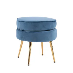 La Bella Navy Blue Round Ottoman Foot Stool Velvet Fabric Metal Leg by Kid Topia, a Kids Storage & Toy Boxes for sale on Style Sourcebook