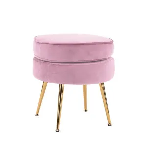 La Bella Pink Round Ottoman Foot Stool Velvet Fabric Metal Leg by Kid Topia, a Kids Storage & Toy Boxes for sale on Style Sourcebook