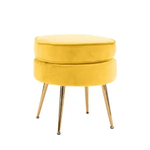 La Bella Yellow Round Ottoman Foot Stool Velvet Fabric Metal Leg by Kid Topia, a Kids Storage & Toy Boxes for sale on Style Sourcebook