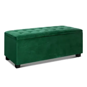 Artiss Storage Ottoman Blanket Box 98cm Velvet Green by Kid Topia, a Kids Storage & Toy Boxes for sale on Style Sourcebook