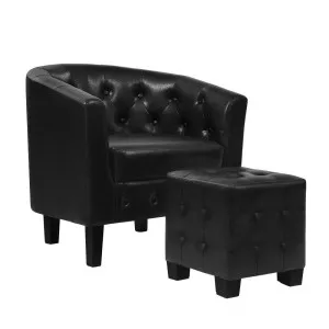 Artiss Armchair Set with Ottoman Black Ava by Kid Topia, a Kids Storage & Toy Boxes for sale on Style Sourcebook