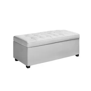 Artiss Storage Ottoman Blanket Box 97cm Leather White by Kid Topia, a Kids Storage & Toy Boxes for sale on Style Sourcebook