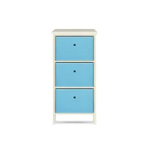 Home Master 3 Drawer Pine Wood Storage Chest Sky Blue Fabric Baskets 37 x 80cm by Kid Topia, a Kids Storage & Toy Boxes for sale on Style Sourcebook