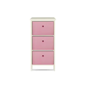 Home Master 3 Drawer Pine Wood Storage Chest Pink Fabric Baskets 70 x 80cm by Kid Topia, a Kids Storage & Toy Boxes for sale on Style Sourcebook