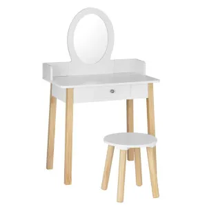 Keezi Kids Vanity Makeup Dressing Table Chair Set Wooden Leg Drawer Mirror White by Kid Topia, a Kids Chairs & Tables for sale on Style Sourcebook