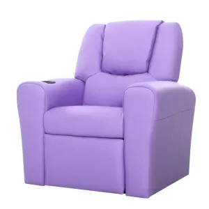 Keezi Kids Recliner Chair Purple PU Leather Sofa Lounge Couch Children Armchair by Kid Topia, a Kids Sofas & Chairs for sale on Style Sourcebook