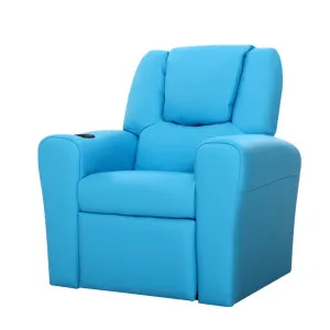 Keezi Kids Recliner Chair Blue PU Leather Sofa Lounge Couch Children Armchair by Kid Topia, a Kids Sofas & Chairs for sale on Style Sourcebook