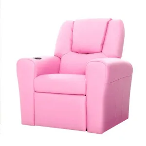 Keezi Kids Recliner Chair Pink PU Leather Sofa Lounge Couch Children Armchair by Kid Topia, a Kids Sofas & Chairs for sale on Style Sourcebook