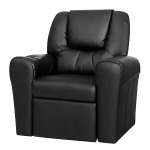 Keezi Kids Recliner Chair Black PU Leather Sofa Lounge Couch Children Armchair by Kid Topia, a Kids Sofas & Chairs for sale on Style Sourcebook