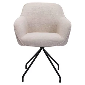 Levi Fabric Swivel Dining Armchair, Cream / Black by Life Interiors, a Dining Chairs for sale on Style Sourcebook