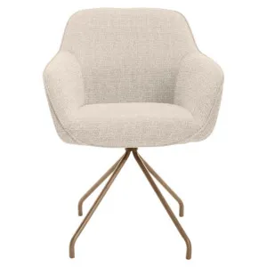 Levi Fabric Swivel Dining Armchair, Cream / Gold by Life Interiors, a Dining Chairs for sale on Style Sourcebook