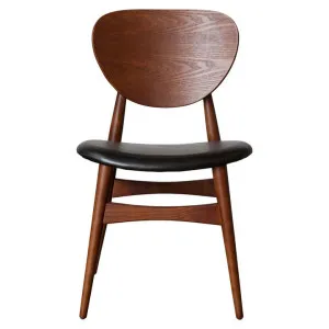 Potter Ashwood Dining Chair, Leather Seat, Walnut / Black by Life Interiors, a Dining Chairs for sale on Style Sourcebook