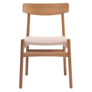 Fitzroy Woven Cord & American Oak Timber Dining Chair, Oak / Beige by Life Interiors, a Dining Chairs for sale on Style Sourcebook