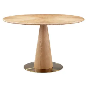 Leroy Ashwood Timber & Steel Round Dining Table, 120cm, Natural / Gold by Life Interiors, a Dining Tables for sale on Style Sourcebook