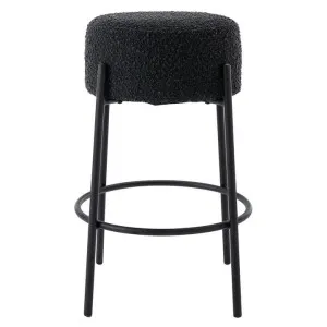 Amara Boucle Fabric & Steel Round Counter Stool, Charcoal / Black by Life Interiors, a Bar Stools for sale on Style Sourcebook