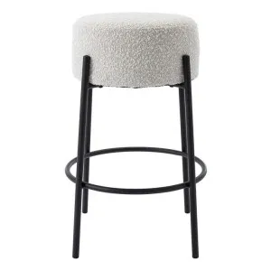 Amara Boucle Fabric & Steel Round Counter Stool, Cream / Black by Life Interiors, a Bar Stools for sale on Style Sourcebook