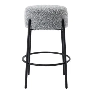 Amara Boucle Fabric & Steel Round Counter Stool, Mixed Grey / Black by Life Interiors, a Bar Stools for sale on Style Sourcebook