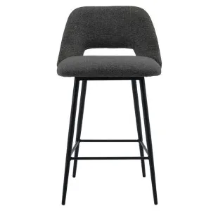 Belmont Fabric & Steel Counter Stool, Charcoal / Black by Life Interiors, a Bar Stools for sale on Style Sourcebook