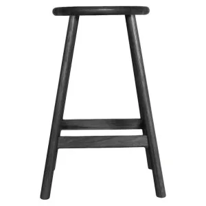 Finland American Oak Timber Round Counter Stool, Black by Life Interiors, a Bar Stools for sale on Style Sourcebook