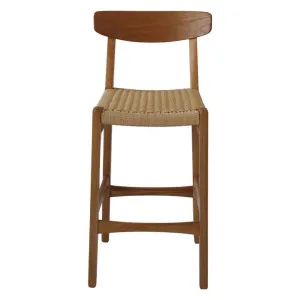 Fitzroy Woven Cord & American Oak Timber Counter Stool, Oak / Beige by Life Interiors, a Bar Stools for sale on Style Sourcebook