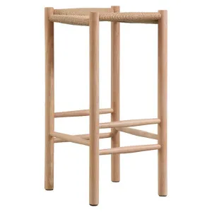 Olsen Woven Cord & Oak Timber Counter Stool, Oak / Beige by Life Interiors, a Bar Stools for sale on Style Sourcebook